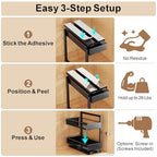 iSPECLE 2 Pack Pull Out Spice Rack - Rotate Peel and Stick No-Drill Vertical Spice Rack Organizer for Cabinet Easy Access Spices, Adjust Height for 4oz to 8oz Spice Jars, Fits Small Pantry Cabinet - color: 2-Pack Black