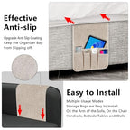 Couch Armrest Remote Control Holder, Couch Caddy Gifts for Seniors Bed Caddy Tv Remote Holder with 5 Pockets for Key Glasses Phone Magazine Holders - color: Beige