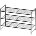 Simple Houseware 3-Tier Stackable Shoes Rack Storage Shelf, Black - color: Black, style: Wired Grid Panel