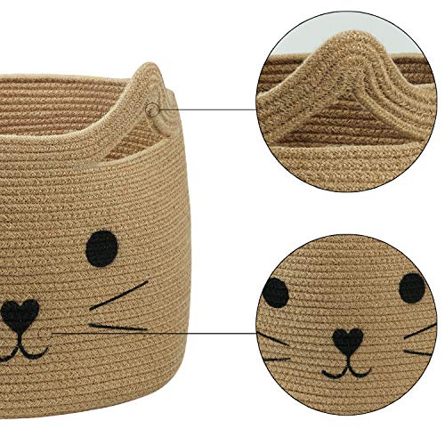 Large Woven Jute Rope Storage Basket, Baby Laundry Basket Organizer for Toys, Blanket, Clothes, Towels, Gifts | Pet Gift Baskets for Cat, Dog - 15.7" L×11.8" H - color: Jute, size: 15.7"W x 11.8"H