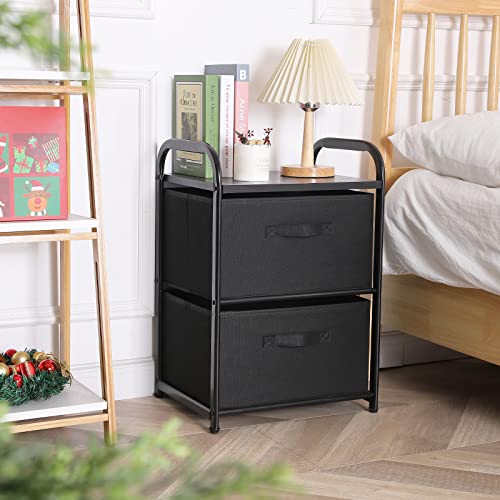 MAX Houser Dresser for Bedroom with 2 Drawers, Wide Chest of Drawers, Fabric Dresser, Storage Organizer Unit with Fabric Bins for Closet, Living Room, Hallway, Nursery,Black - color: Black2