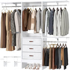Armocity 5FT Small Closet System with 3 Fabric Drawers, 60 Inches Walk In Closet Organizer System With 3 Adjustable Shelves, Heavy Duty Clothes Rack Built-In Garment Rack, 59" L x 16" W x 71" H, White - color: White