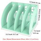 SAYEEC Sturdy Magazine Holder 4 Compartments Plastic Desktop File Organizer File Dividers Office Organizer Storage Document Magaizne Rack Display Box (Green) - color: Green-4 Sections