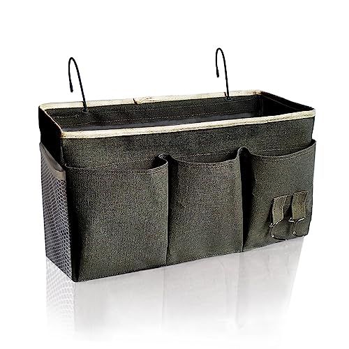 Bedside Caddy, Bedside Hanging Storage Organizer forBunk and Hospital Beds,College Dorm Bed，Can be Placed Glasses Books Mobile Phones (Black1) - color: Black