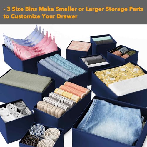 SpaceAid Drawer Organizer for Clothes, 12 Pack Dresser Drawer Organizer Bins, Closet Organizers and Storage Dividers for Clothing, Underwears, Socks (Blue) - color: Blue, size: 12 Pack