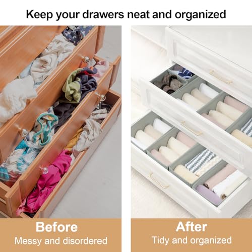 Fordonral Drawer Organizer Clothes, Foldable Fabric Dresser Organizer Closet Organizers and Storage Box for Underwear,Folded Clothes,Baby Clothing,Socks,Bra,Towels,Ties(6M+6S,Gray) - color: Gray, size: 6M+6S