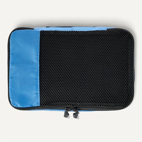 Amazon Essentials 4-Piece Space-Saving Packing Cubes Travel Accessories Set, Suitcase Organizer with Double Zipper, Mesh Top, Small, Sky Blue (Previously Amazon Basics) - color: Sky Blue, size: 4 x Small