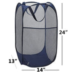 2 Laundry Baskets, pop-up Laundry Baskets, Foldable mesh Laundry Baskets (Each with 2 Reinforced Handles, Blue - color: 2 blue