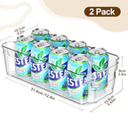 Clear Fridge Organizer, Refrigerator Organizer Bins with Handle, Freezer, Kitchen Cabinet, Pantry Organization, BPA Free Fridge Organizers (12.4 inch 2 Pack) - size: 12.4 inch 2 Pack