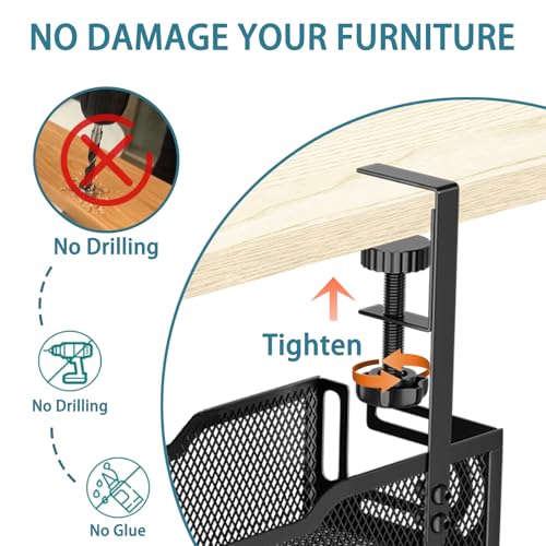 Under Desk Cable Management Tray, No Drill Mesh Desk Cable Tray, Wire Management Tray Cable Management Rack, Wire Organizer and Cable Management Box (Black) - color: 1Pack-Black (15.3'')