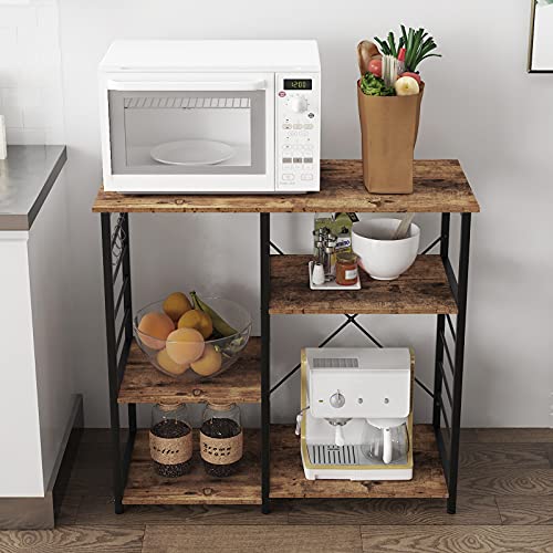 soges Kitchen Standing Baker's Rack, Utility Microwave Oven Stand, Multi-Layers Kitchen Storage Cart Workstation Shelf, Coffee Cart, Rustic Brown - color: Rustic Brown