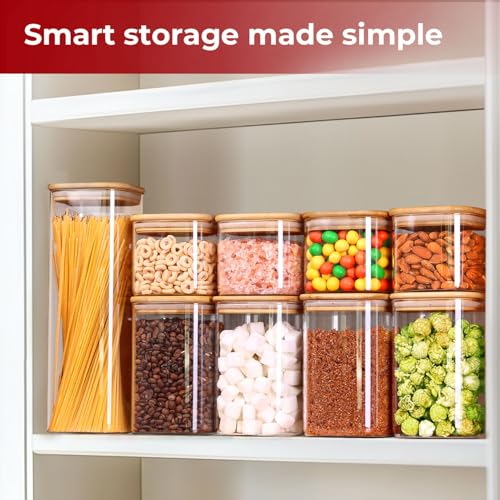 1Qt Airtight Glass Canisters with Bamboo Lid, Square Pantry Storage Containers for Coffee, Cookie, Candy, Snack, Nuts, Dry Goods - Kitchen & Pantry Organizers and Storage Containers 4 pack - size: 4 pack(1qt)