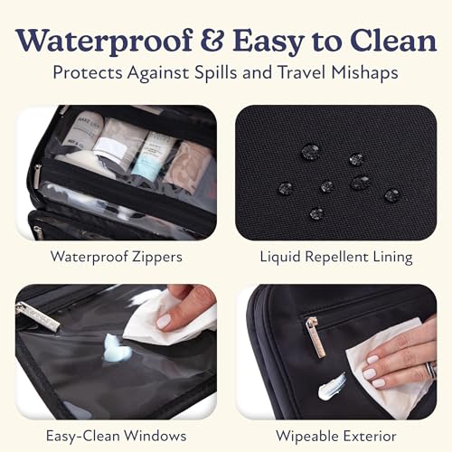 VANDEL Waterproof Hanging Toiletry Bag [TSA-Approved] Hanging Makeup Organizer Bag, Cosmetic Travel Bags for Women, Makeup Case Toiletries Organizer Hygiene Bathroom Shower Caddy - Black - color: Black