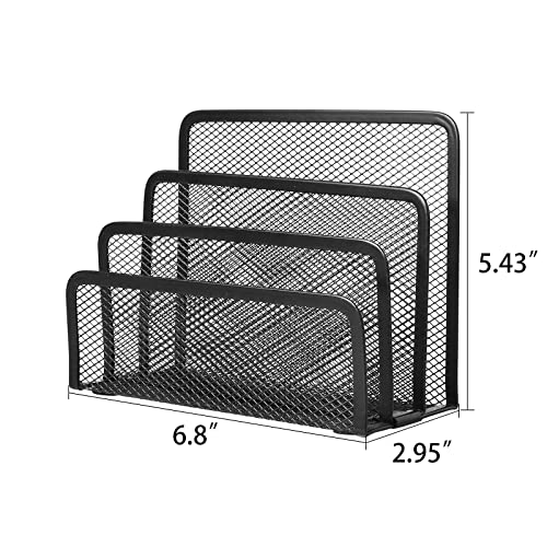 wishacc Desk Mail Organizer Small File Holders Letter Metal Mesh Document/Filing/Folders/Paper Organizer for Desktop