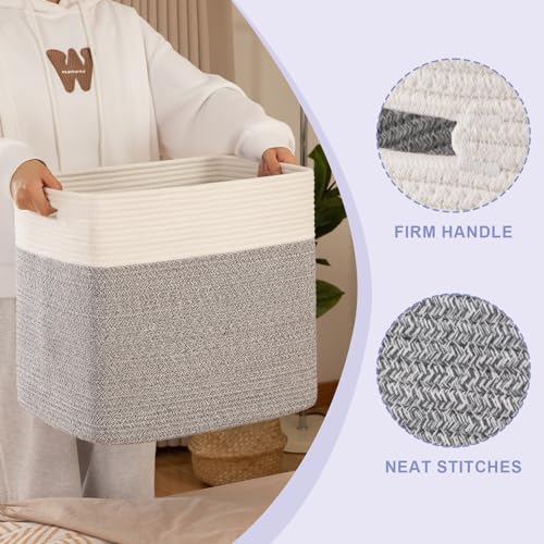 OIAHOMY Storage baskets for Shelf, Toy Storage Basket, Large Collapsible Storage Bins, Blanket Basket Living Room, Closet Storage for Bedroom, 16.5 x 13 x 15 Inches-Pack of 2-Grey - color: Grey, size: 16.5" x 13" x 15"
