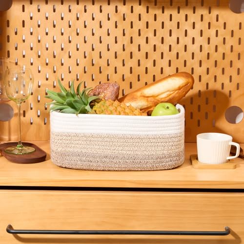 MiniArk Small Storage Baskets for Organizing | Closet Organizer Bins | Shelf Toy Basket | Woven Rope Baskets | Cube Decorative Box | Shallow Basket | 13x8.5x5.1” | 3 Packs Gradient Brown - color: Gradient Brown, size: 3pcs-L13xW8.5xH5.1"