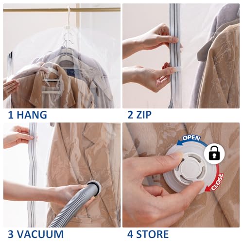 Hanging Vacuum Storage Bags, 3 Pack Large Hanging Vacuum Seal Bags for Clothing, Space Saver for Clothes, Jackets, Closet Organizer for Moving Supplies(53.1x27.6 in) - size: 3-Long