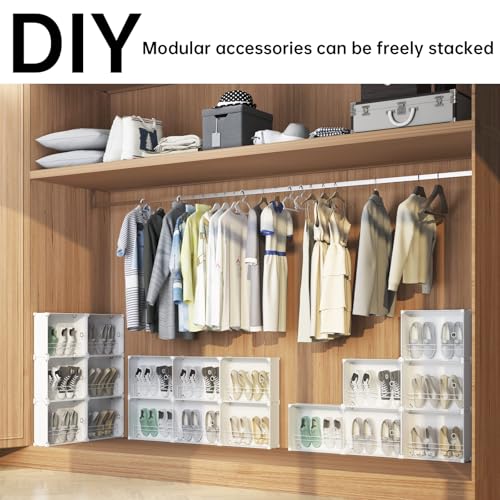 MAGINELS 5-Tier Slim Shoe Rack Organizer,Thin Storage Shelf for Closet,Hidden Shoes Cabinet for Small Spaces,Narrow Shelves for Wall Behind Door,Entryway,White - color: White, size: 10 pair