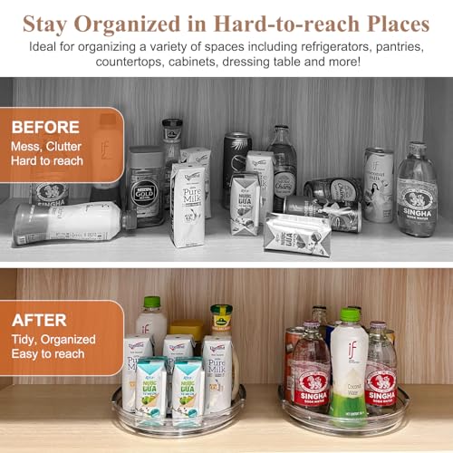 Clear Lazy Susan Organizer Turntable for Cabinet Table Top, 9.25 Inch 2 Pack 360 Rotating Spinning Makeup Organizer for Vanity, Kitchen Storage Rack Heavy-Duty Pantry Spices Tray Countertop Organizer - size: 9.25 inch 2 Pack