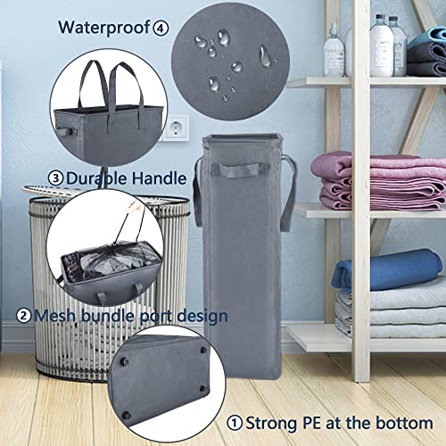 Odonata Slim Laundry Hamper Handles Collapsible Laundry Basket Thin Dirty Clothes Basket Narrow Laundry Bag Foldable Dirty Hamper 45L (Dark Grey) - color: Dark Grey