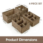 VERONLY Cosmetic Storage Bins Makeup Organizer, Adjustable Multifunction Storage Box Desk Drawer Divider for Makeup Brushes, Bathroom Countertop or Dresser, Set of 4 - style: Brown 4PC