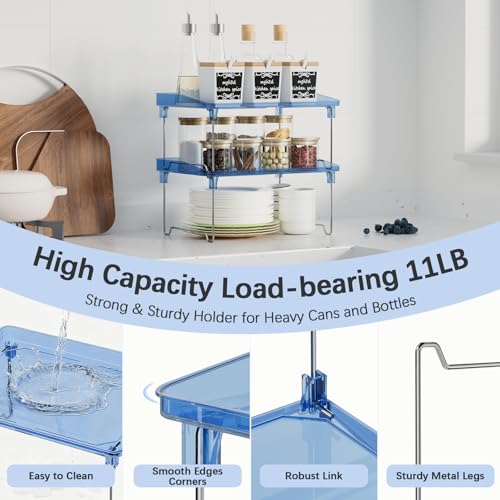 STARLATTA Acrylic Cabinet Organizer Shelf,4 Pcs Stackable Kitchen Counter Shelves,Spice Rack,Countertop Organizers,Clear Plastic Storage Organization for Makeup, Bathroom,Cupboard,Desk,Pantry - color: blue, size: 2 pack