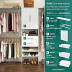 ClosetMaid SuiteSymphony Wood Closet Organizer System, 25-Inch Starter Kit with Tower and 3 Hang Rods and Shelving, Adjustable Shelves, Customizable Insert, Reach-in or Walk-in Closets, Pure White - style: Pure White Finish
