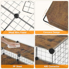 HOOBRO Side Table with Charging Station and Wire Cube Storage Organizer, Set of 2 End Table, 6-Cube Shelves, Modular Shelves with Metal Grid, DIY Closet Cabinet, BF91UBZP201-BF06CW01