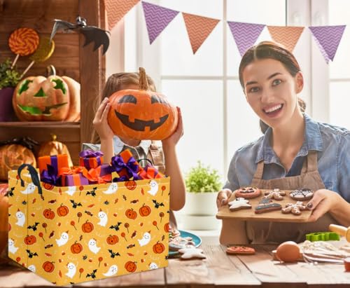 HIYAGON Rectangular Halloween Basket for Boys and Girls Kids Trick or Treat Pumpkin Basket for Halloween Parties Cute Storage Bin Organizer Box Room Decor(Cute halloween ) - color: Cute halloween