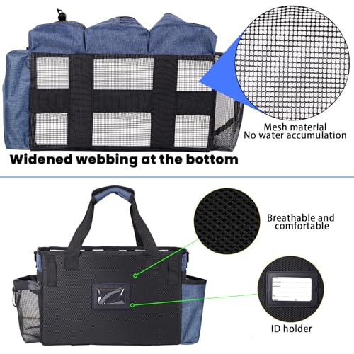 Large Wearable Cleaning Caddy Bag with Detachable Divider, Cleaning Organizer with Handles, Cleaning Supply Tote with Adjustable Shoulder Strap&Waist Belt for Cleaners & Housekeeper (Blue) - color: Blue