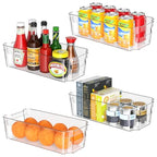 Clear Fridge Organizer, Refrigerator Organizer Bins with Handle, Freezer, Kitchen Cabinet, Pantry Organization, BPA Free Fridge Organizers (12.4 inch 4 Pack) - size: 12.4 inch 4 Pack