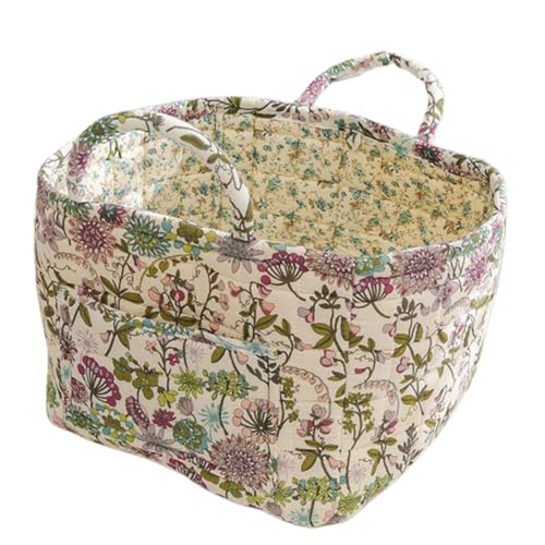 Quilted Fabric Storage Baskets with Handles, Boho Floral Gift Basket Foldable Organizer Bin for Home Decor, Picnic, Travel 12''x10''x10'' (Purple) - color: Purple