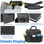 LIWSHWZ Rolling Cleaning Caddy Bag with Detachable Trolley & Lid,for Cleaning Supplies Organizer,Portable Large Cleaning Bag with Wheels for Housekeepers,with Shoulder Strap and Thickened Trailer Leg