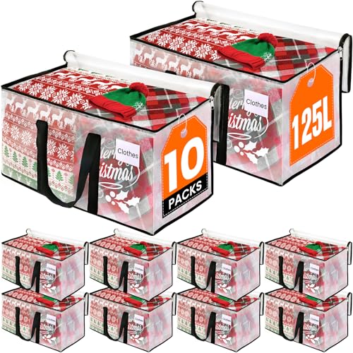 RoomHacks Clear Moving Bags Heavy Duty Extra Large, Moving Supplies with Reinforced Handle and Double Zipper, Storage Bags for Moving Essential, Packing tote Alternative to Moving Box(10 Packs, Clear) - size: 125L- 10Packs