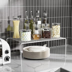 Medium(13 x 9.4 inch)White Cabinet Storage Shelf Rack Set of 6, Rustproof Metal Wire Kitchen Counter Organizers and Storage, Spice Organization for Cabinet, Plate, Dish, Pantry, Bathroom, Fridge - size: 6Pack-White-13 x 9.4 inch