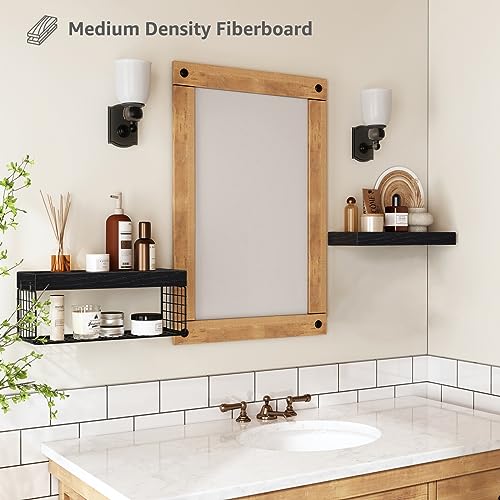 QEEIG Bathroom Shelves Over Toilet - Wall Mounted Floating Shelves Toilet Paper Storage Small Farmhouse Decor Shelf 16 inch Set of 2, Black (019-B2) - color: C. Black, size: 2pcs