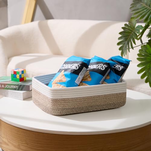 MiniArk Large Shallow Organizing Baskets 15x11x5.1 Inches - Rope Woven Storage Bins for Bathroom, Shelves, Cube Closet, Gradient Brown 3 Packs - color: Gradient Brown, size: 3pcs-L15×W11×H5.1"