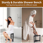 Boulphia Shower Foot Rest 14in, Acacia Wood Shower Stool for Shaving Legs (Black) - color: Black