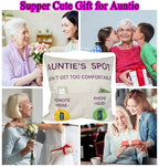 ZUYUROU Auntie Gifts,2-Pocket Auntie’s Spot Throw Pillow Covers 18x18 Inch + Engraved Spoon, Mothers Day Birthday Christmas Thanksgiving Day Gifts for Auntie Aunt - color: Auntie