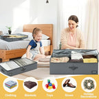 4-Inch Under Bed Storage Containers (3-Pack) | Sturdy Sidewalls | Clear Cover & Label Holder | Underbed Organizer for Crib/Couch | Stores Clothing/Blankets/Wrapping Paper/Toys - size: 4-Inch Height
