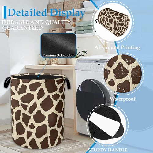 Giraffe Print Large Storage Basket Collapsible Laundry Basket Oxford Storage Bin for Toy Bins Gift Baskets Bedroom Clothes Children Nursery Hamper 16" X 20.8" - color: Giraffe Print