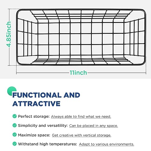2 Pack Hanging Wall Basket Wire Storage Baskets, Adhesive Basket for Cabinet Door Organizer No Drilling, Hanging Fruit Baskets for Kitchen, Pantry Organization, Bathroom, Black - style: No Drilling,2pack