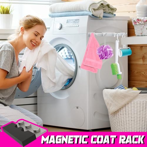 ULIBERMAGNET Magnetic Hooks,Heavy Duty Coat Magnetic Rack,Strong Rubber Magnetic Hanger for Refrigerator,Metal Cabinet,Hanging Coat, Towel, Bag, Backpack(White/4 Hooks) - color: White, size: 4 Hooks Magnetic Rack