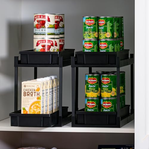 IRIS USA Under Sink Organizer, 4 Pack, Bathroom Organizers and Storage, Pull Out Under Cabinet Kitchen Shelf Pantry Under Counter, Cleaning Supplies, Vertical Spice Rack Slide Out Drawer, Easy Install - size: 4 Pack