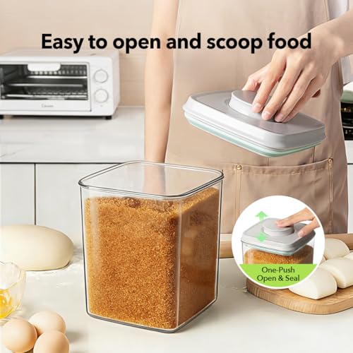 Food Storage Container with Lid, 2.8 Qt Airtight Pantry Canister, BPA-Free Plastic Flour Sugar Storage Container, One-Touch Press-to-Open Lid, Stackable Clear Jar for Rice, Cereal, Coffee, Brown Sugar - color: 2.8 Qt