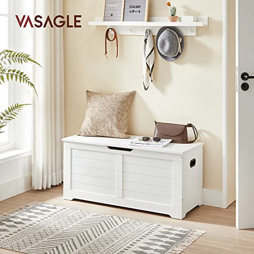 VASAGLE Storage Chest, Storage Bench with 2 Safety Hinges, Farmhouse Style, 15.7 x 39.4 x 18.3 Inches, for Entryway, Bedroom, Living Room, Cloud White ULSB061T10 - color: Cloud White, size: 39.4''W