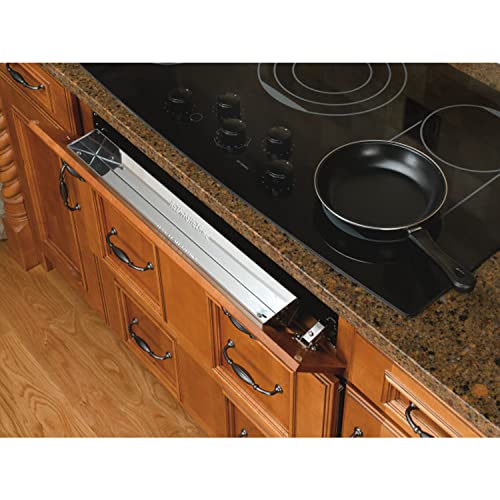 Rev-A-Shelf 31" Slim Tip-Out Sink Tray for Kitchen and Bathroom Base Cabinets, Large Pull Out Stainless Steel Storage Organizer, Silver, 6541-31-52 - size: 31" x 3" x 1.7"