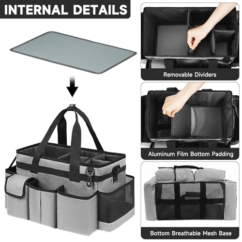 Cleaning Caddy,Cleaning Bag for Housekeepers,Cleaning Supplies Organizer with Handle,Gray - color: Grey, size: Medium
