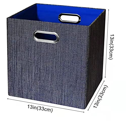 Posprica Storage Cube Basket Bins,13×13 Foldable Storage Containers for Shelf Cabinet Bookcase Boxes,Thick and Heavy Duty Fabric Drawer (4pcs, blue) - color: Blue, size: 13×13×13/4pcs