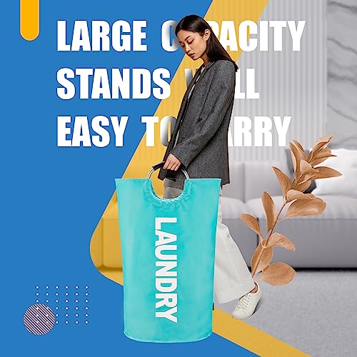 Caroeas 90L Laundry Basket (13 Colors), Waterproof Laundry Hamper, Laundry Bag with Padded Handles, Clothes Hamper Stands Up Well, Collapsible Laundry Basket Easy Storage - color: Light Blue, size: 90L